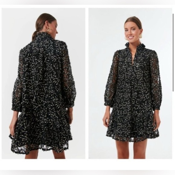 Tuckernuck | Nightly Organza Palmerston Dress in Black Gold Metallic Size XL - Picture 2 of 6